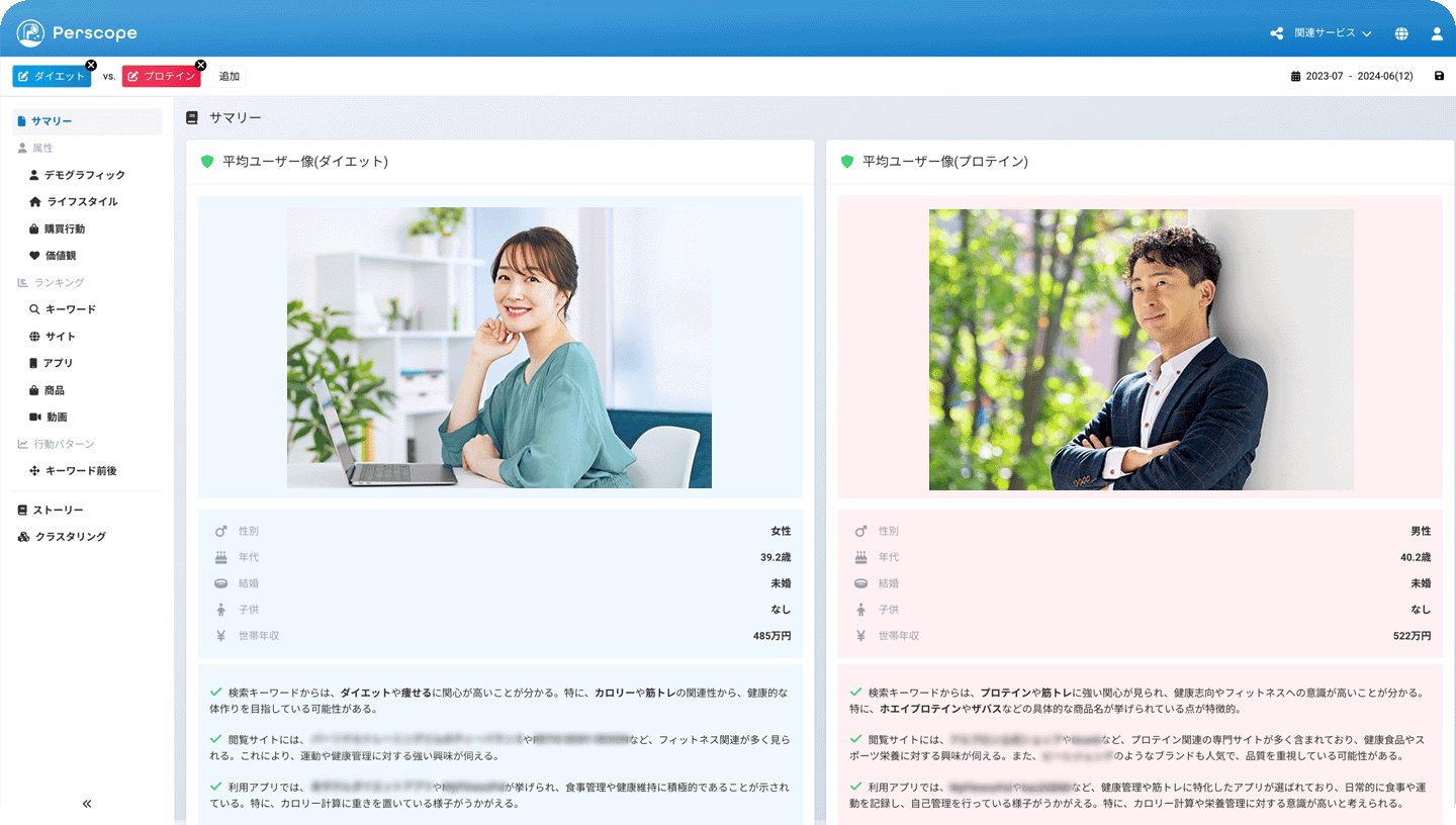 ペルソナ同士の比較をする